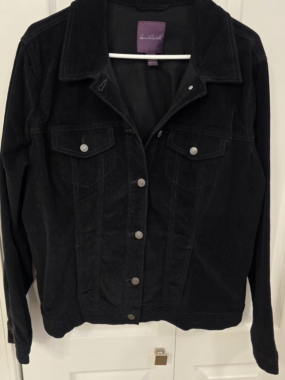 Gloria Vanderbilt Black Corduroy Trucker Jacket